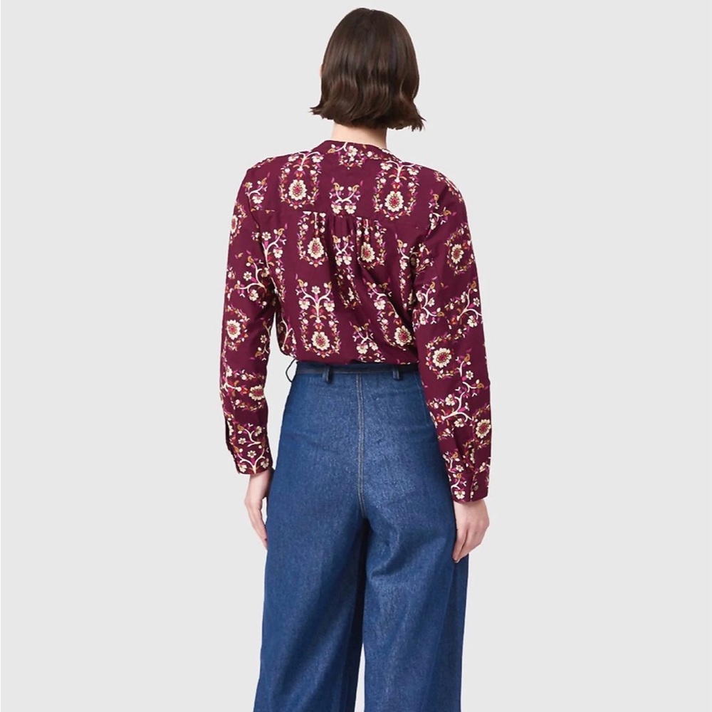 Livro-NWT Bradley Women's Floral Button-Front Blouse - Burgundy - Picture 2 of 6